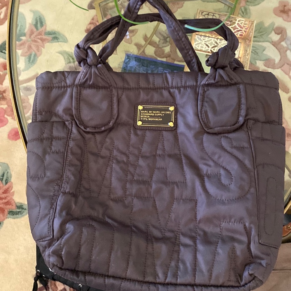 Chocolate brown quilted fabric Marc Jacob’s bag